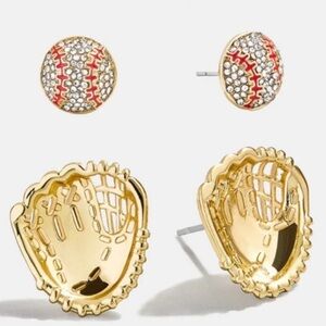 18k Gold Plated  Red Baseball Earrings NWOT